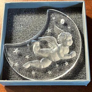 LALIQUE Cherub Stars Crescent Moon Christmas Ornament 1998 + Original Box!